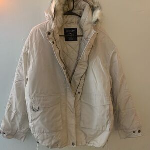 U.S. Polo Assn. Women's Off-White Hooded Puffer Jacket